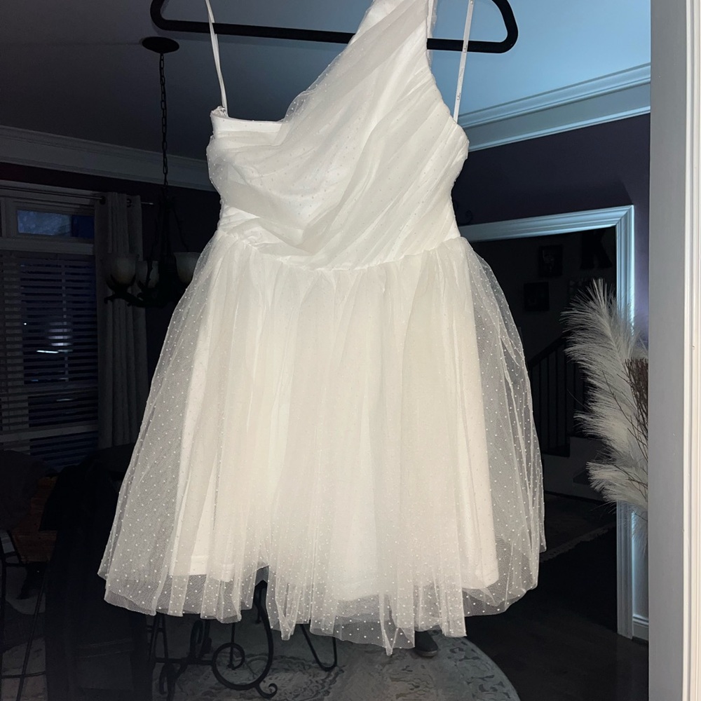 Lulu's White One Shoulder Dress